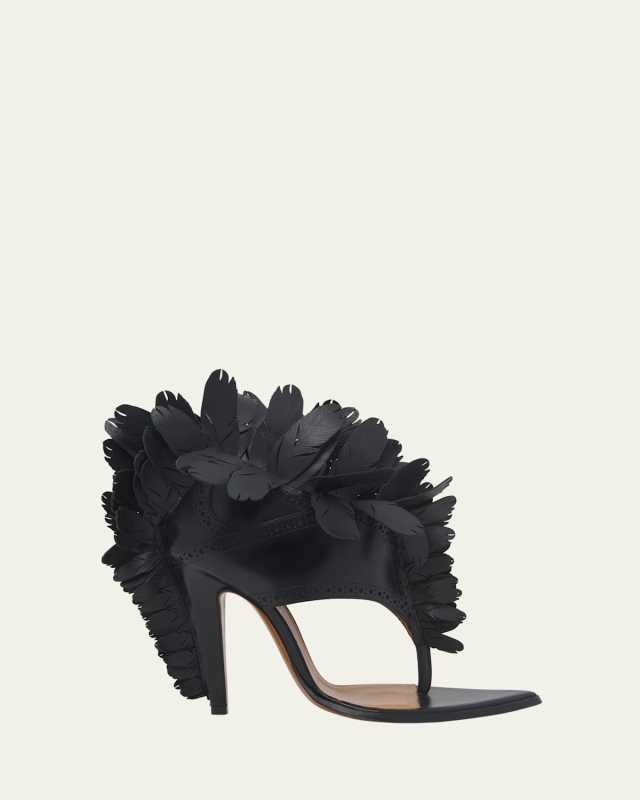 Leather Feather Thong Sandals